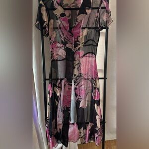 Betsey Johnson Black and Pink Floral Dress